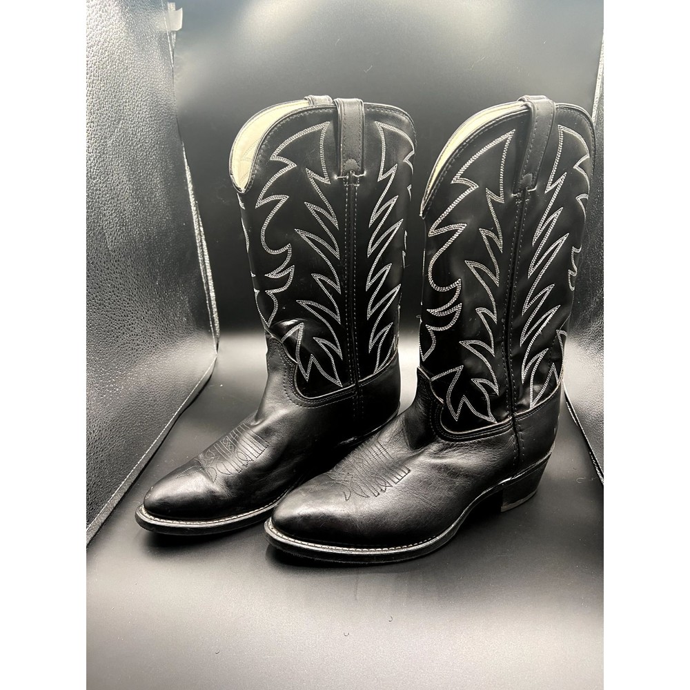 Vtg Durango Boots Black Leather Sz 10.5 Mens Pointed Toe Oil Resisting Shoes